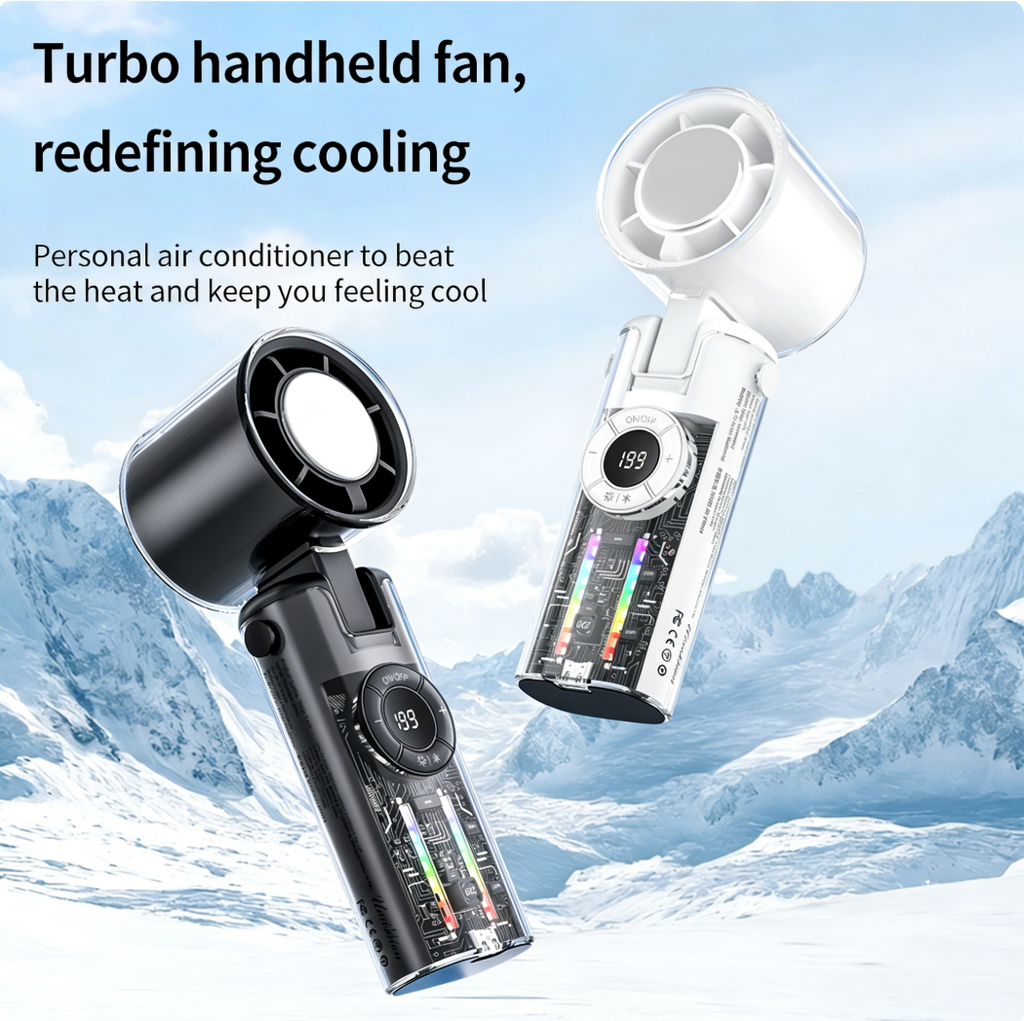 Cyberpunk Transparent Pocket Fan with Ice-Cooling Plate