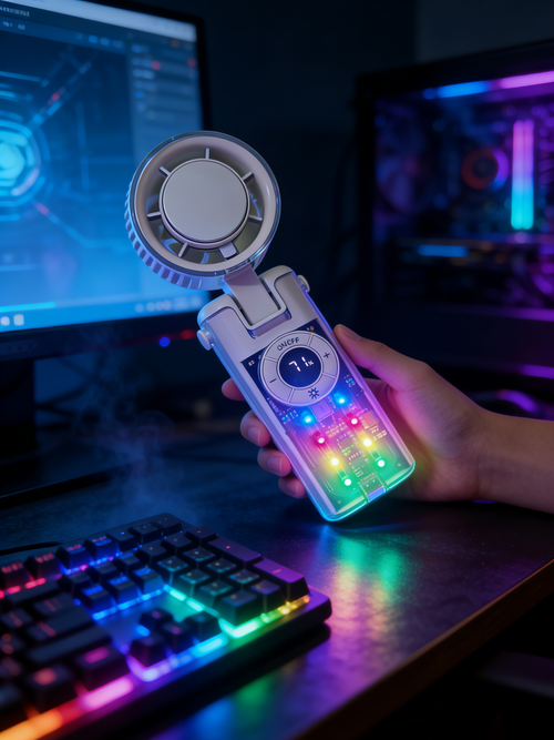 Cyberpunk Transparent Pocket Fan with Ice-Cooling Plate